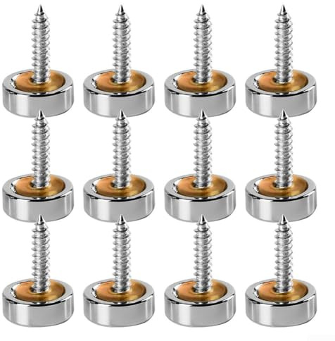 Lot de 12 capuchons à vis en acier inoxydable de 16 mm pour miroir décoratif avec vis antirouille et antidérapant pour meubles en verre ou en bois