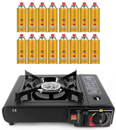 KINZA COLLECTION Portable Camping Stove Set | 8 Butane Gas Cans