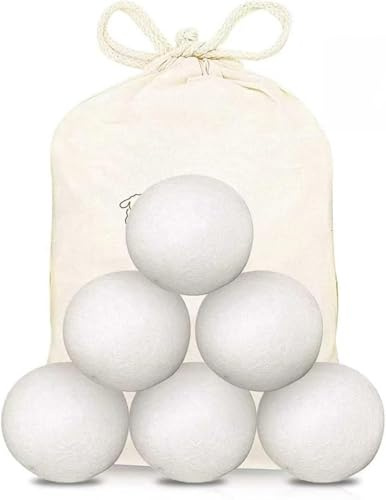Wool Dryer Balls 6 Pack, Reusable Natural Fabric Softener for Tumble Dryer, Reduce Wrinkles Static & Drying Time, Eco Friendly Laundry Balls Alternative to Liquid Softener & Plastic Dryer Balls