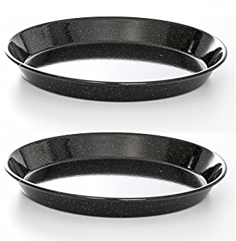 culinario 2er Set Emaille Pizzablech/Zwiebelkuchenblech Ø 32cm, rund, antihaft, schwarz, Made in Germany