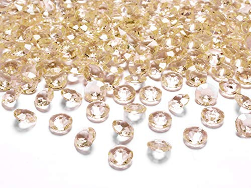 Partyloon - 1000 - gold-orange - Acryl Diamanten- leuchtende Deko-Steine ca. 12 mm - Tischdekoration, Hochzeit, Verlobung, Geburtstag, Valentinstag - Tisch-Deco von Partyloon
