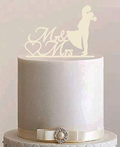 Cake Topper, Kuss, Tortenstecker, Tortefigur Acryl, Hochzeit Hochzeitstorte Kuchenaufstecker (Elfenbein) Art.Nr. 5020