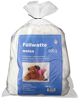 Kersa Füllwatte hochflauschig, 500 g, waschbar 95 Grad, Allergieneutral, hohes Volumen, weiss