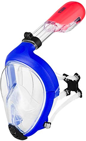 Schnorchelmaske STARFISCH Panorama Taucherbrille Vollgesichtsmaske Tauchermaske Vollgesicht Anti-Fog für Erwachsene und Kinder - Blau, S/M