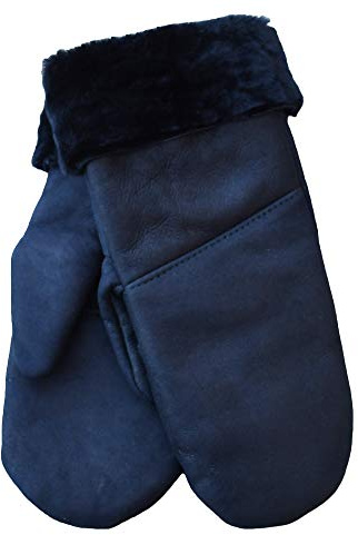 SamWo, Handschuhe/Fäustlinge für Damen, 100% Lammfell, Größe: S, Nachtblau