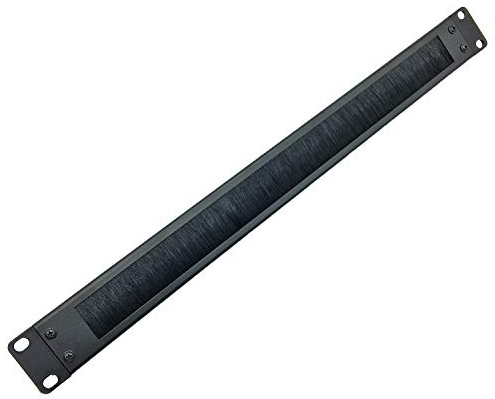 Jingchengmei 1U Disassembled Rack Mount Cable Management Panel with Brush for Cable Entry for 19-Inch Rack or Cabinet Black (BF01UAB2)