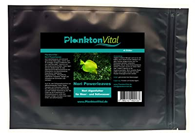 PlanktonVital Nori Powerleave Algenblätter Seaweed Meerwasser Algenfutter Hauptfutter für Aquariumfische Fischfutter Süßwasser und Meerwasser 20 Blätter