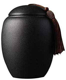 Gets Ceramic Tea Jar Vintage Chinese Style Storage Jars Tea Tins Cans Black Canister Traditional Tea Caddy Sealed Lids Home Kitchen Dining Decoration (16 * 11.4cm)