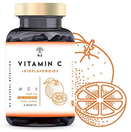 Vitamin C Tablets 1000mg High Dose + Bioflavonoids - High Strength Natural VIT C Complex Adults Ascorbic Acid - Immune Support. 180 Capsules. N2 Natural nutrition