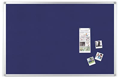 BoardsPlus - Tableau d'Affichage en Feutre Bleu, 105 x 75 cm, Cadre en Aluminium