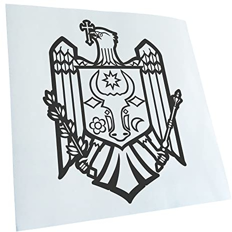 Kiwistar - Autocollant - blason Moldavie - 30x24cm - gris foncé - G30 - Pour voitures, vélos, véhicules, motos, cyclomoteurs, tuning, vitres arrière