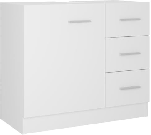 vidaXL Waschbeckenunterschrank Waschtisch Unterschrank Badmöbel Badschrank Badezimmerschrank Badezimmer Weiß 63x30x54cm Holzwerkstoff
