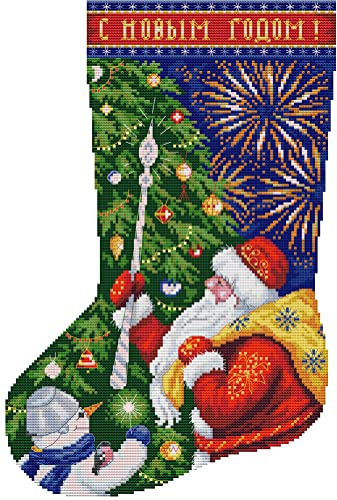 Awesocrafts Kreuzstich-Stempel-Sets Weihnachtsstrumpf-Weihnachtsmann, einfache Muster, Kreuzstich-Stickerei, Nadelarbeiten, Zubehör (Weihnachtsmann)