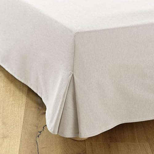 Vestiletto Matrimoniale 160x200 Beige | 4 volant da 30 cm | Prodotto in Europa | Mantovana Giroletto
