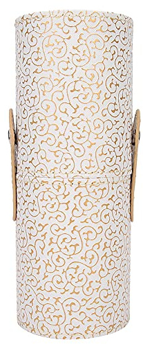 Brrnoo Pu Leather Makeup Brush Cup, Portable Makeup Brush Holder Travel Brushes Case Bag Cup Storage Organizer Case Box for Women and Girls(Apricot Dragon Claw Small Bucket)