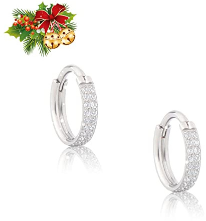 Titanium Silber Damen Ohrringe Modeschmuck leicht zu tragen medizinisches Material allergiefrei (12mm, Silber mit Zirkoniumdioxid)
