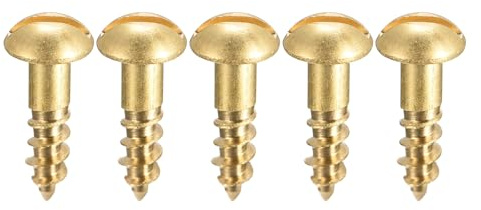 sourcing map 50 Stück Schlitz Rundkopf Holzschrauben M4 x 12mm Messing Blechschraube Halbrundkopf Linsenkopfschrauben