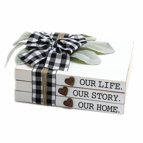Lavender Inspired Farmhouse Holzbücher für Couchtisch, Kaffeetisch, Bar, Dekoration, Kunstbuchdekorationen für Regal, weiße dekorative Bücher für Zuhause und Büro, Kamin und Kaminsims, Dekor-Set mit 3