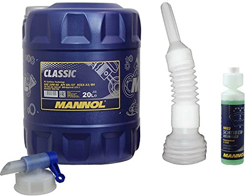 QR-Parts Set 20 Liter 85461850 MN7501-20 5022 DIN61 CT4503 MANNOL Scheibenreiniger Konzentrant 1:100 250ml Original Classic 10W-40 API SN/SM/CF Motorenöl Auslaufhahn