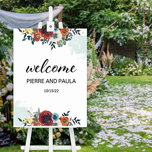 Panneau de bienvenue personnalisé en bois pour mariage 61 x 45 cm