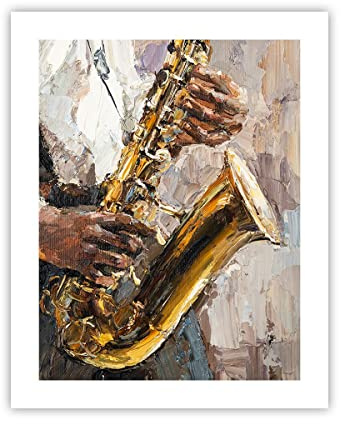 Poster ohne Rahmen Deko 40x50cm Saxophon Öl Musiker Wandposter Art Prints Wanddeko Bild Wand Kunstdruck Wandbilder Dekoration Wohnzimmer Schlafzimmer Küche Modern Wall Art Decor - P2XPA40x50-4808