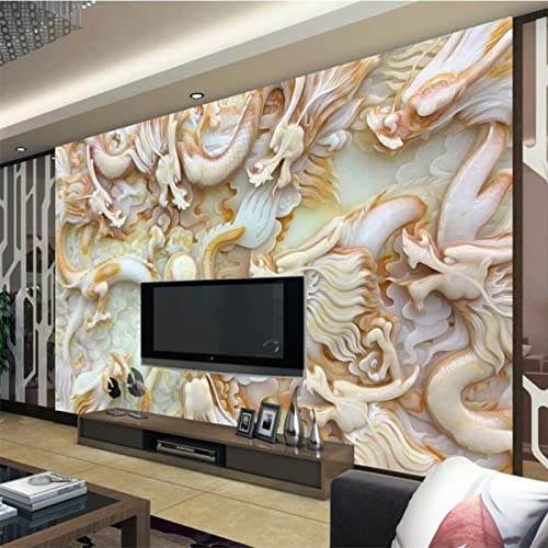 Carta Da Parati Personalizzata 3D Fotomurali Di Grandi Dimensioni Dipinti Murali Hd Jade Sculpture Kowloon Silk Tv Sfondo Wall Paper Paintings 400Cm(W)×280Cm(H)