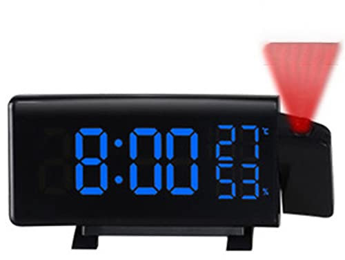 SHENUZ Sveglia Digitale da Comodino con Proiettore, Display LED a Specchio con FM Radio, Sveglia Multifunzionale per Camera da Letto, Soggiorno