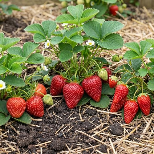 Erdbeer Kollektion - 50 frigo A+ Pflanzen - Mix von 5 Sorten - gekühlte Erdbeerpflanzen aus Holland - Stauden Mehrjährig Winterhart - selbstfruchtend Fragaria x ananassa (kein Samen)