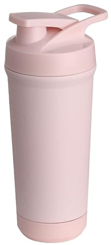 Teemando® Premium Edelstahl Shaker 750ml Kapazität, BPA-frei, auslaufsicherer Deckel, abnehmbarer Shaker-Ball, Füllstandsmarkierung, spülmaschinengeeignet für Proteinshakes, Fitness und Diät (Rosa)