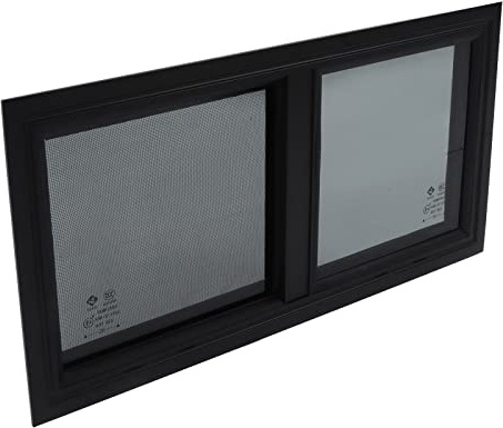 Wohnmobilfenster, 21,65B X 10,24H, Schiebefenster, Schwarz, Horizontal, Vertikal Schiebbar, Ersatz Anhängerfenster, Fenster mit Sichtschutz, Insektennetzen, für Wohnmobile