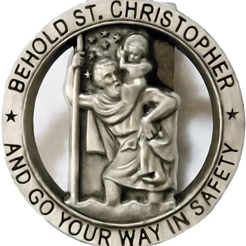 ANOWVI Heiliger Christophorus Medaille für Auto, Visierclips für Autos, St. Christophorus Medaille für Autovisier, Geschenk für Fahrer, Auto Reisezubehör für lange Reisen Familien, Freunde