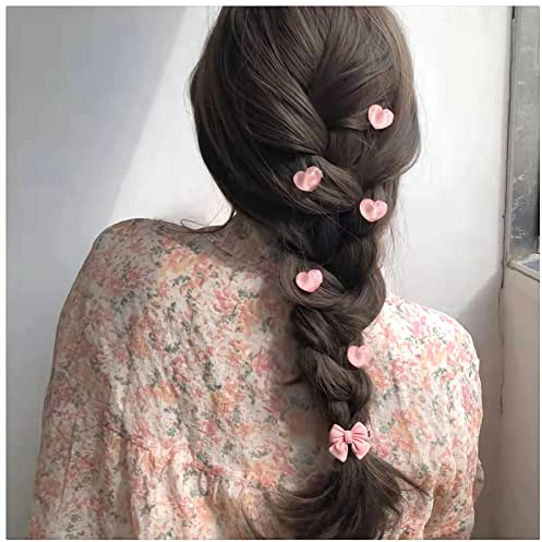 Haarspangen mit Schleife und Rosen, Herz, Schleife, Knoten, Haarschmuck für Frauen und Mädchen, 6 Stück (Rosa A)