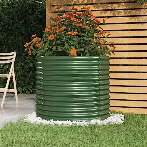 puraday Hochbeete Für Garten 80x80x68 cm Pflanzkübel Gemüsebeet Kräuterspirale XXL Hochbeet Metall Hochbeet Stahl Pflanzbeet Gartenbeet Blumenkasten Grün