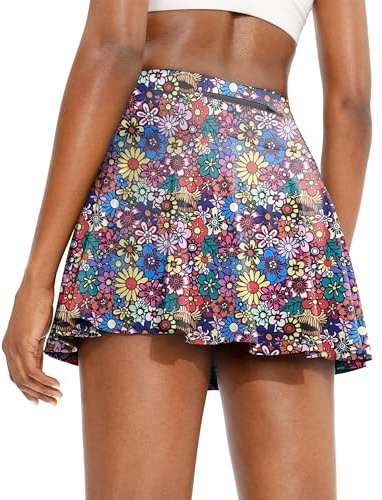 Timuspo Damen Plissee-Tennisrock mit Hose Drunter, Hoher Taille Athletische Skorts mit Taschen, Perfekt für Sommersportarten, Wandern, Laufen