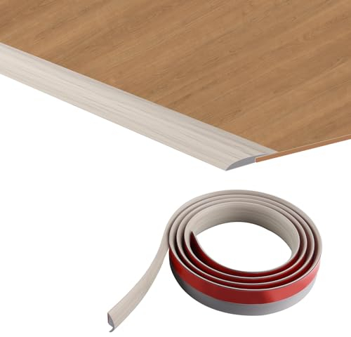 TECDW 2M Autoadesiva Striscia di Transizione del Pavimento, Profilo di Transizione Pavimento in PVC, Strisce di Rivestimento per Porte per Tappeti per Transizione Inferiore a 5 mm (Grigio)