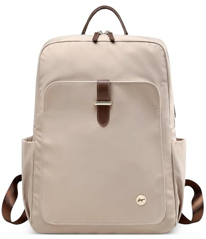 DEEVORCA Zaino Semplice Donna Elegante Zaino Antifurto per 14 Pollici Laptop con Maniglia Borsa del College Casuale Viaggio Vacanza Quotidiano Impermeabile Nylon Donna Borse da Scuola Bianco