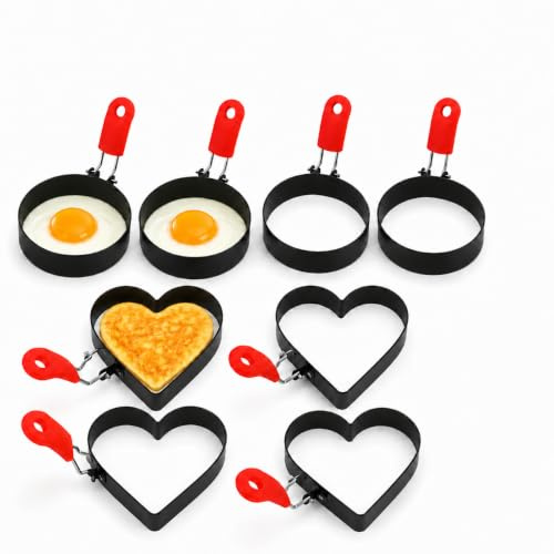 MUXHEL 8 Stück Spiegeleiform, 3 Zoll, spiegeleier form, spiegeleierformen für die pfanne, eierform für die pfanne, Edelstahl Egg Rings, für Omeletts Pfannkuchen Form