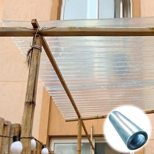 Lastre in Policarbonato per Tetto Trasparente Antipioggia,Resistente ai Raggi UV,Pannelli di Copertura in Plastica,Pensilina Tettoia per Esterno,Garage,Balcone,Facile da Tagliare (1m x 2m)