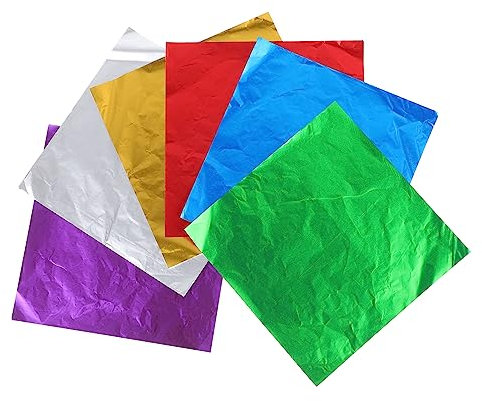 MUCKLILY 600 Stück Bastelfolie Partyzubehör Bonbonverpackungspapiere Colorante para Schokolade Bonbonpapiere Bonbonschokolade Packpapier Vereiteln Glänzend Aluminiumfolie 15c