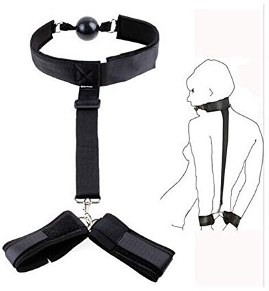 WENRONG Cinturón de Yoga de Nylon, con Balón de Boca para Sujetar Las Manos y el Cuello, Negro, cinturón de Yoga para Parejas
