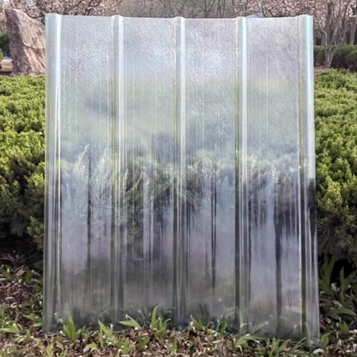Transparente Wellplatten,FRP-Tageslichtplatten,Regensichere Wellbahn,2mm Schlagfestigkeit Dachplatten,Dachblech für Gerätehaus,Dachpfannen,Ersatzplatten,mit Schraube (0.9x0.7m/35x28in,18 Pcs)