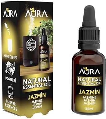 AURA | Aceite Esencial para Humidificador | 25ml | 0% Alcohol (25ml, Jazmín)