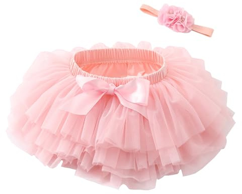 Beganly Baby Girls Soft Fluffy Ruffles Tulle Skirt with Diaper Cover Toddler Princesses Party Tutu Sets with Flower Headband