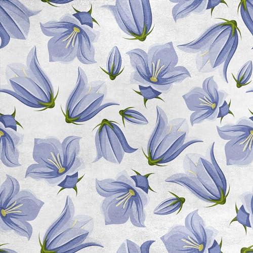HEKO PANELS Samt Stoff Meterware Dekostoff Bedruckt Möbelstoff Polsterstoff Samtstoff Velvet Polyester Stoffe Zum Nähen Wasserabweisend Royal Glockenblumen 140 x 100 cm RDX1533