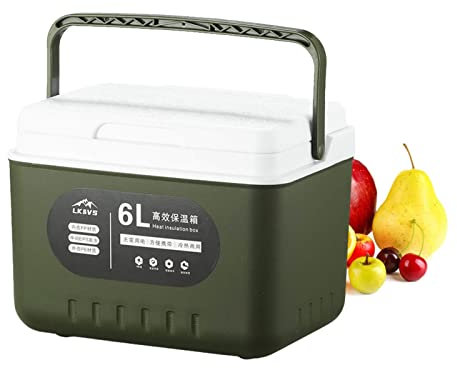 Kühlbox – 6 l Reise-Kühlbox, auslaufsicherer Kühlbehälter, langfristige Konservierung, Eisbox mit Zuggriff, Starke langlebige Eistruhe für Outdoor, Camping, Picknick, Festival, 2,5 x 20,3 x 20,3 cm,