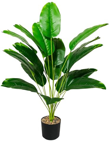 Zelihrdu Künstliche Areca Palme Kunstpalme Groß, Tropische Kunstpflanzen wie echt, Künstliche Pflanzen im Topf für Innen Außenbereich Haus Büro Garten Moderne Dekoration (80cm Grün Paradiesvogel)