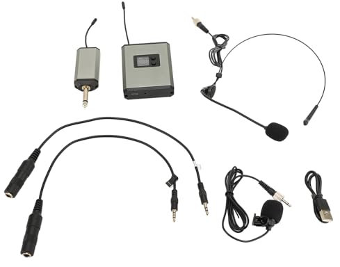 Mikrofonsystem, Wiederaufladbares Hand-Headset-Ansteckmikrofon-Set mit Empfänger für Präsentationen, Aufzeichnungen und Besprechungen Im Klassenzimmer