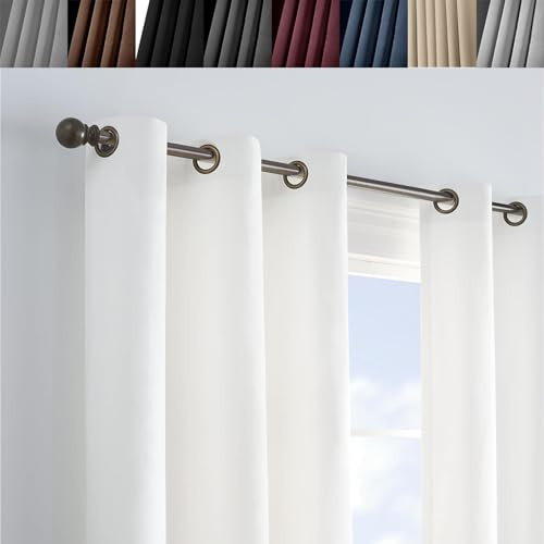 WUXXIANG 100% Rideau Occultant 2 Pièces 145 x 55 cm Isolant Phonique et Thermique, Rideaux Occultants pour Chambre et Salon, avec Noir Doublure, pour Chambre Fenêtre, Blanc