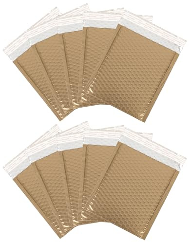 MilyaDE 10 PCS Luftpolsterversandtaschen 18 * 23cm, Luftpolstertaschen A5 Luftpolsterumschläge mit Aluminiumfolie, Mattgolden