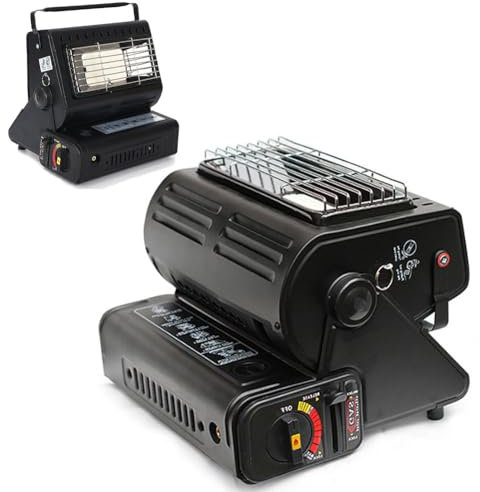 ZbOLi Riscaldatore a Gas Portatile, riscaldatore a propano da Campeggio Compatto 1300 W con Maniglia, Mini fornello da Esterno a Due modalità, spegnimento con rilevamento della Pressione, per Pesca